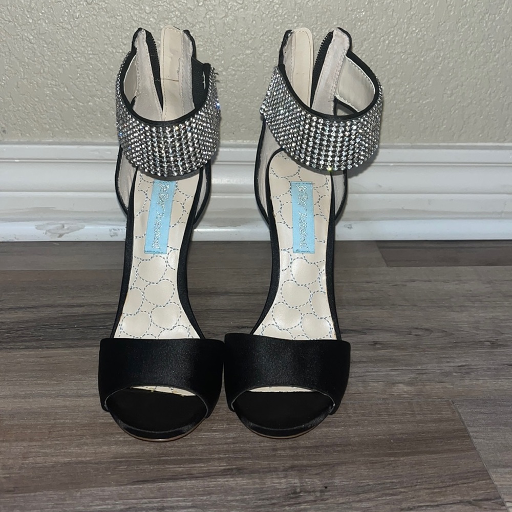 Betsy Johnson heels black with rhinestone cuff